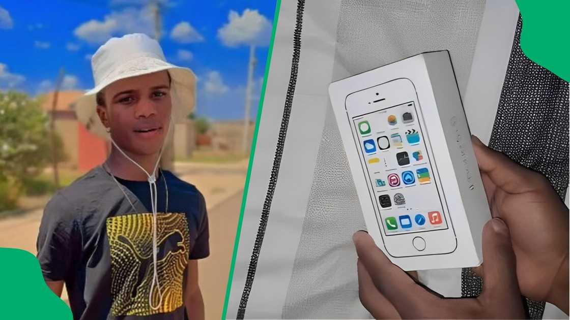 A young man showed the iPhone he ordered from Temu vs what he got.