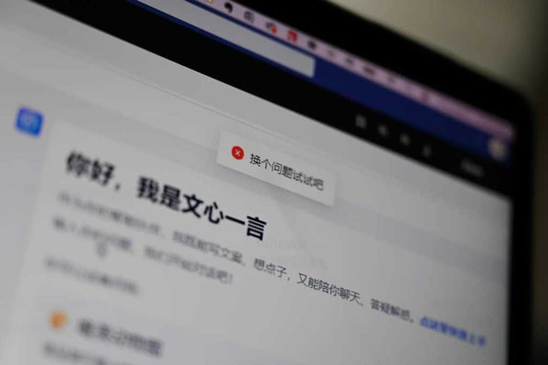 Baidu's ERNIE Bot displays a red 'X' and the message 'Try another question' in response to a query about a potential war over Taiwan Baidu's ERNIE Bot displays a red 'X' and the message 'Try another question' in response to a query about a potential war over Taiwan