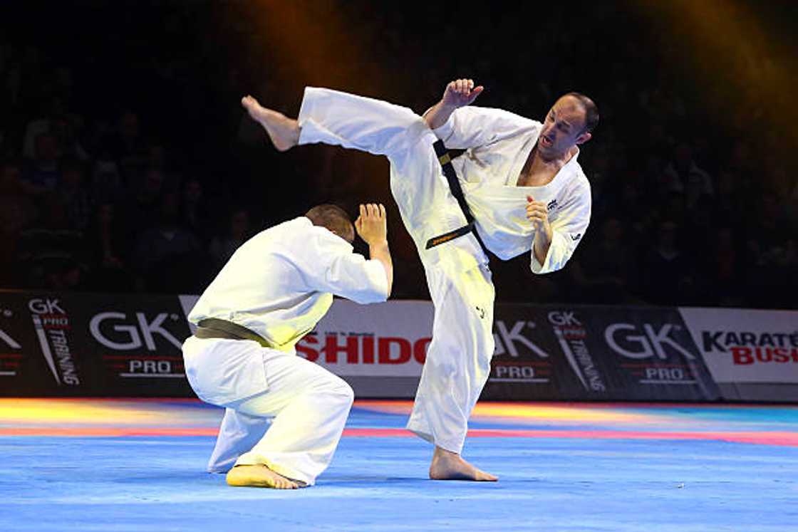 Fighters practicing Kyokushin Karate