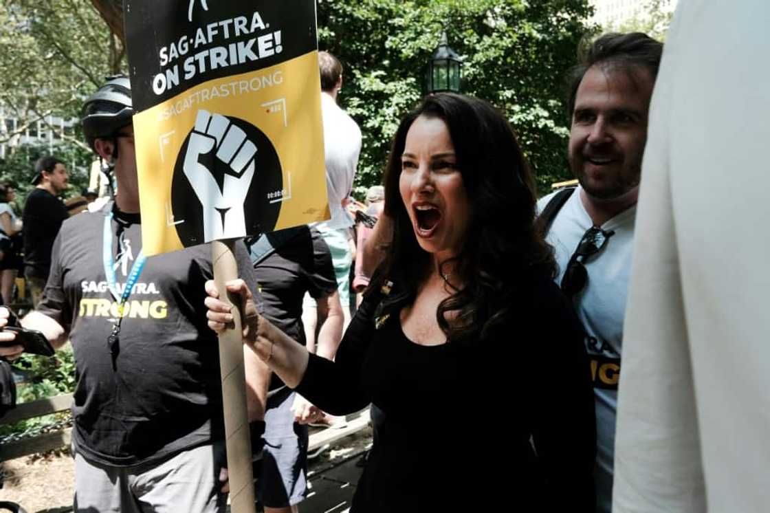 SAG-AFTRA President Fran Drescher joins picketers at New York City Hall as members of the actors' union continue to walk the picket line with screenwriters SAG-AFTRA President Fran Drescher joins picketers at New York City Hall as members of the actors' union continue to walk the picket line with screenwriters