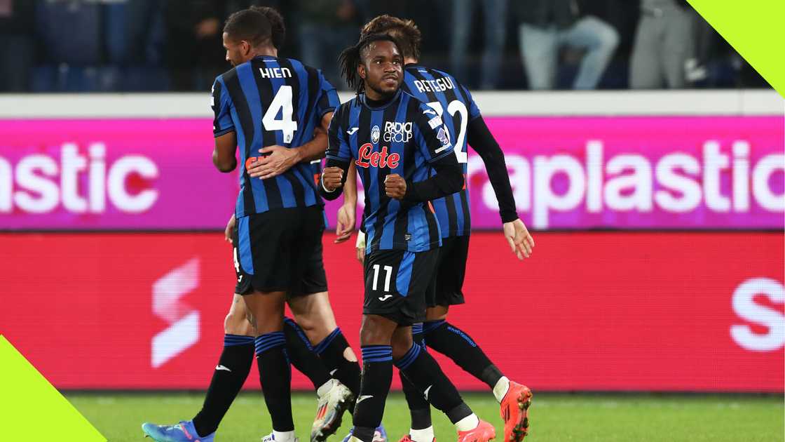 Ademola Lookman celebrates after scoring for Atalanta