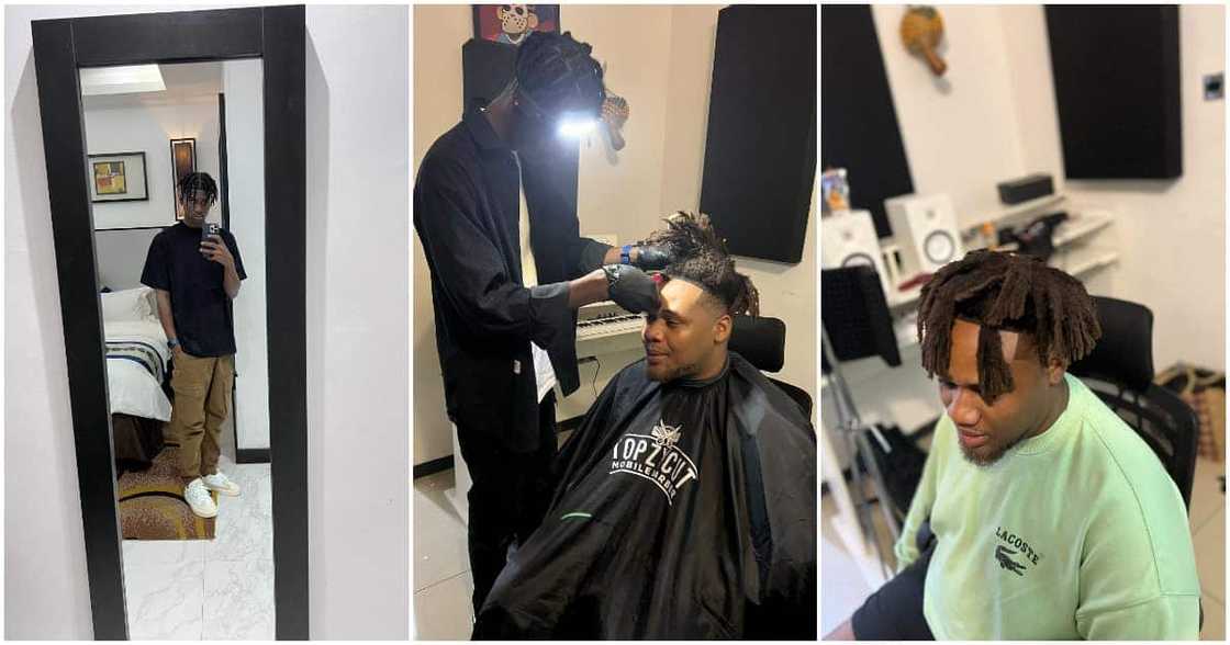 Adeyinka, barber who learnt ot cut online, BNXN, employs his services Adeyinka, barber who learnt ot cut online, BNXN, employs his services