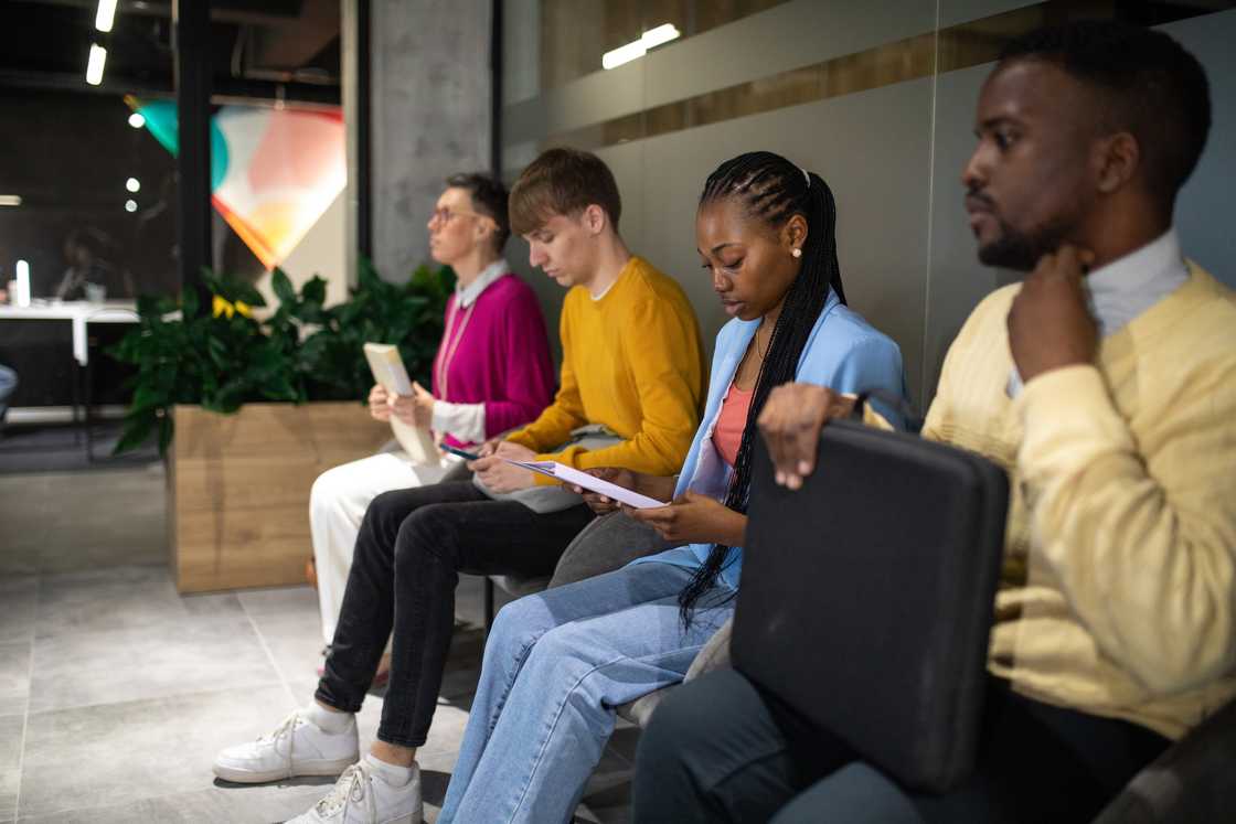 Job applicants in waiting room before an interview