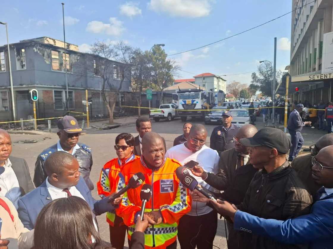 Ekurhuleni Mayor Nkosindiphile Xhakaza addressed the media following the Germiston evictions Ekurhuleni Mayor Nkosindiphile Xhakaza addressed the media following the Germiston evictions