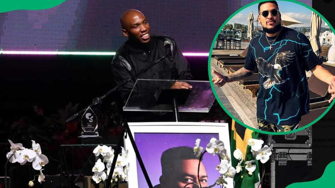 Sim Dope (L) at AKAs (R) funeral in 2023. Sim Dope (L) at AKAs (R) funeral in 2023.