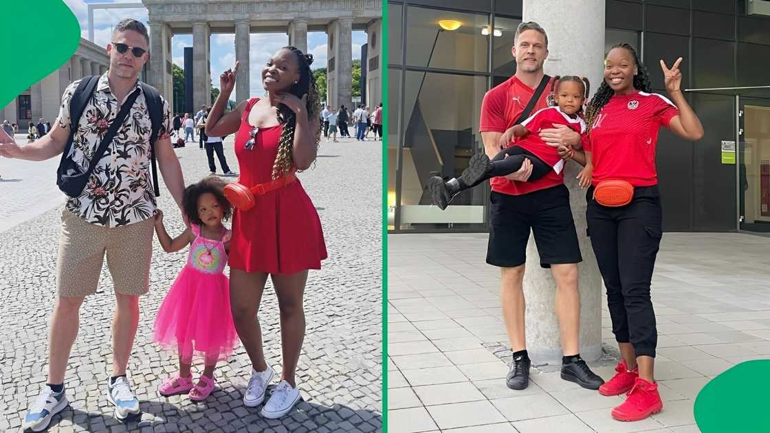 A TikTok video shows an interracial family dressed in isiXhosa traditional attire.