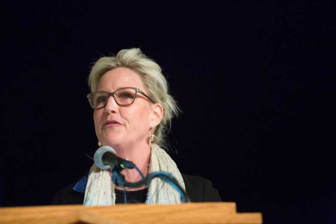 Erin Brockovich speaks during an Oklahoma Earthquake Town Hall Meeting Erin Brockovich speaks during an Oklahoma Earthquake Town Hall Meeting