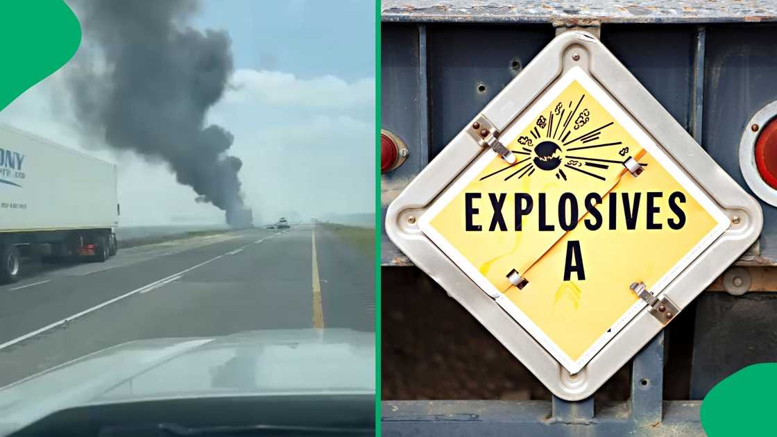 A truck carrying explosive caught on fire on the N1. A truck carrying explosive caught on fire on the N1.