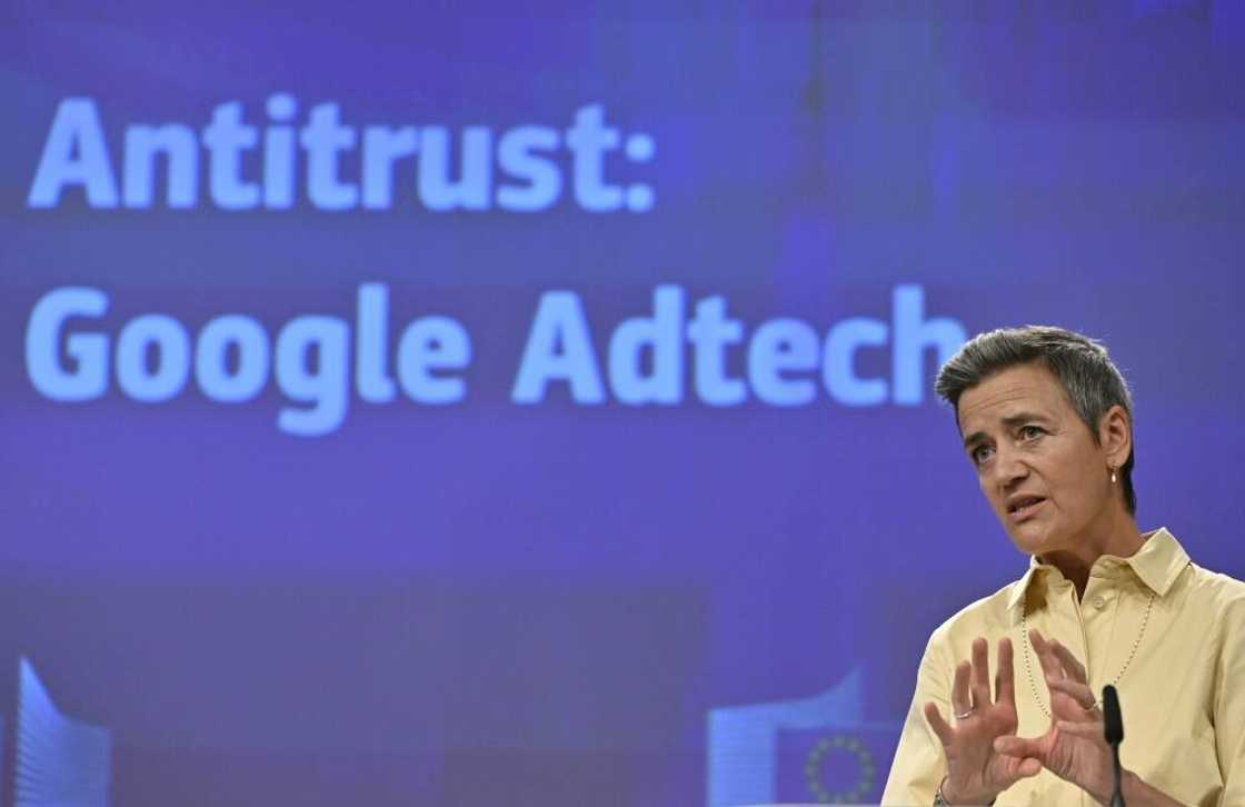 European Commission Vice President Margrethe Vestager said Google 'may have illegally distorted competition in the online advertising industry'