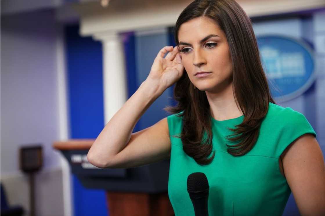 Kaitlan Collins seen in the Brady Briefing Room of the White House Kaitlan Collins seen in the Brady Briefing Room of the White House