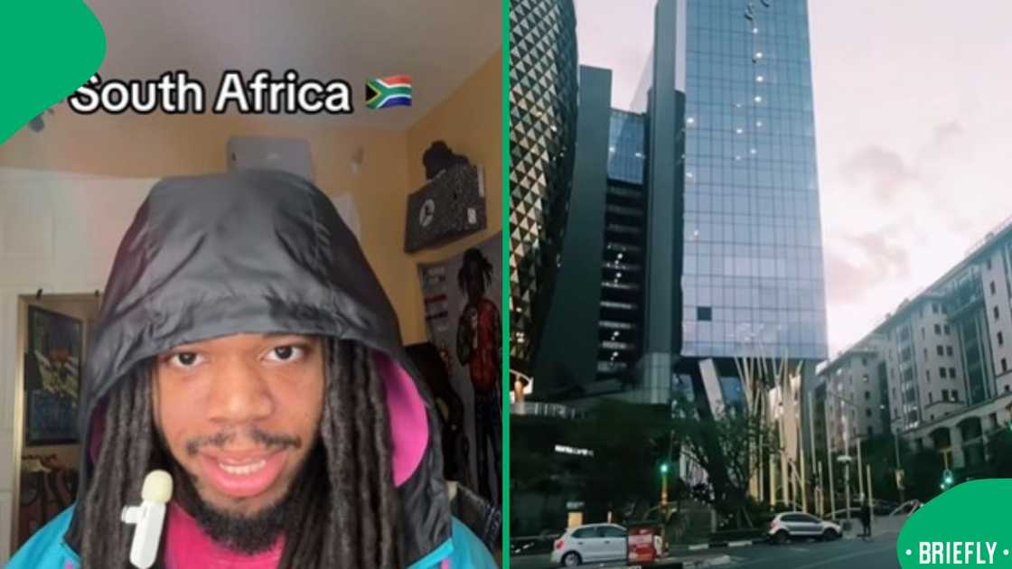 The screenshot on the right showed the Johannesburg buildings