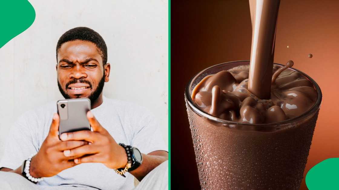 A TikTok video shows a schoolboy exposing a rotten chocolate milkshake from an SA retail store.