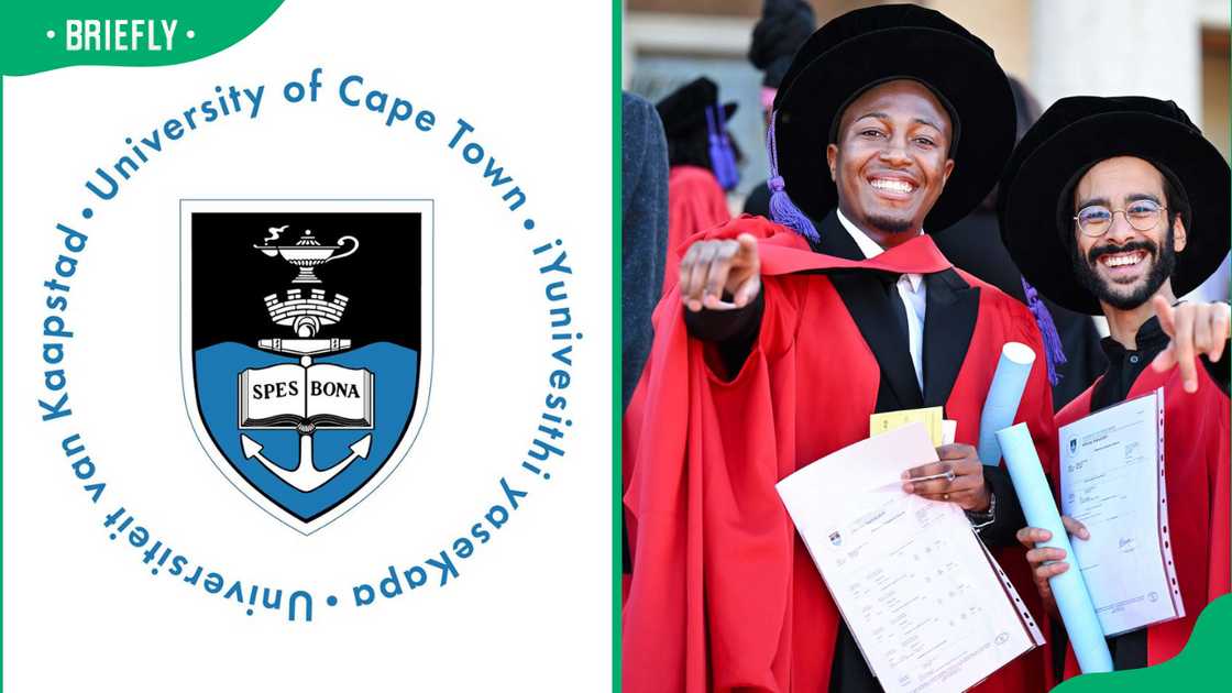 University of Cape Town logo and graduating students University of Cape Town logo and graduating students