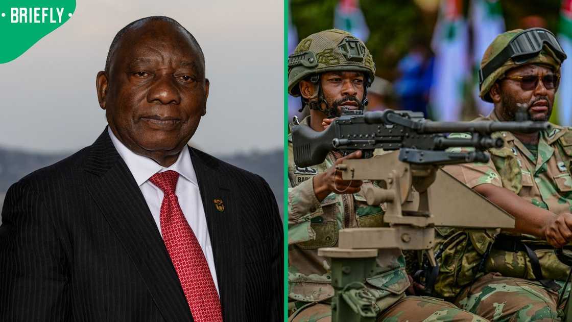 President Cyril Ramaphosa has pledged to better equip the SANDF President Cyril Ramaphosa has pledged to better equip the SANDF