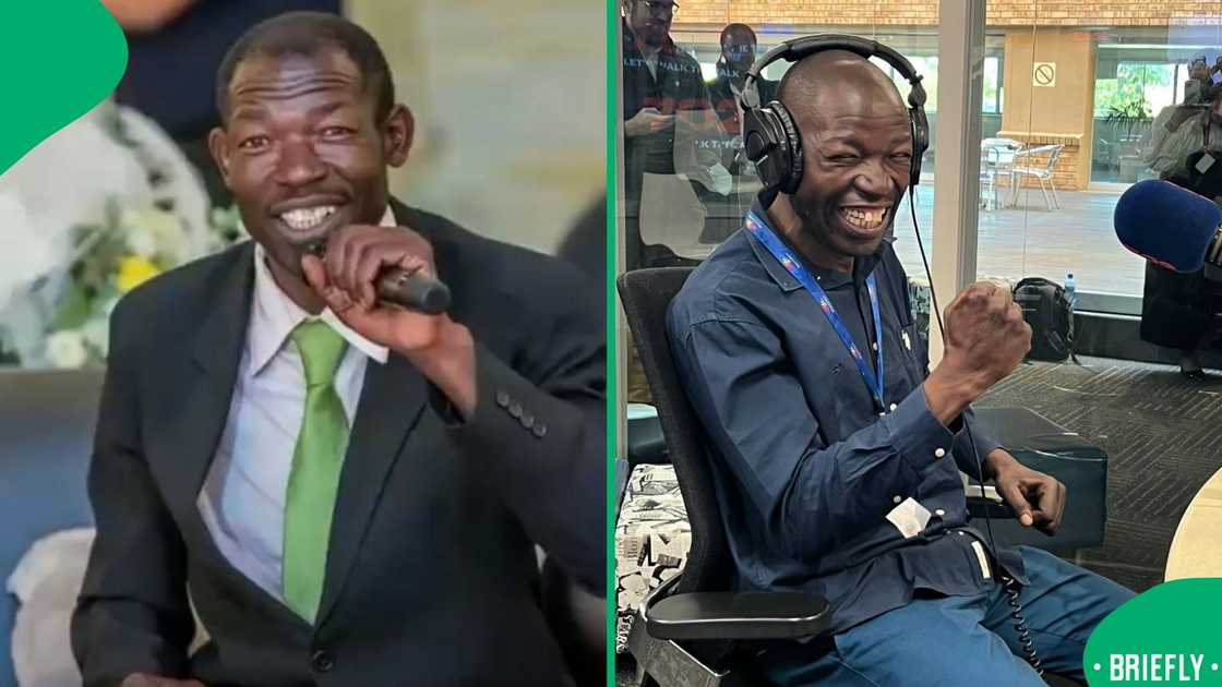 The image on the right captured David while he was visiting a radio station The image on the right captured David while he was visiting a radio station