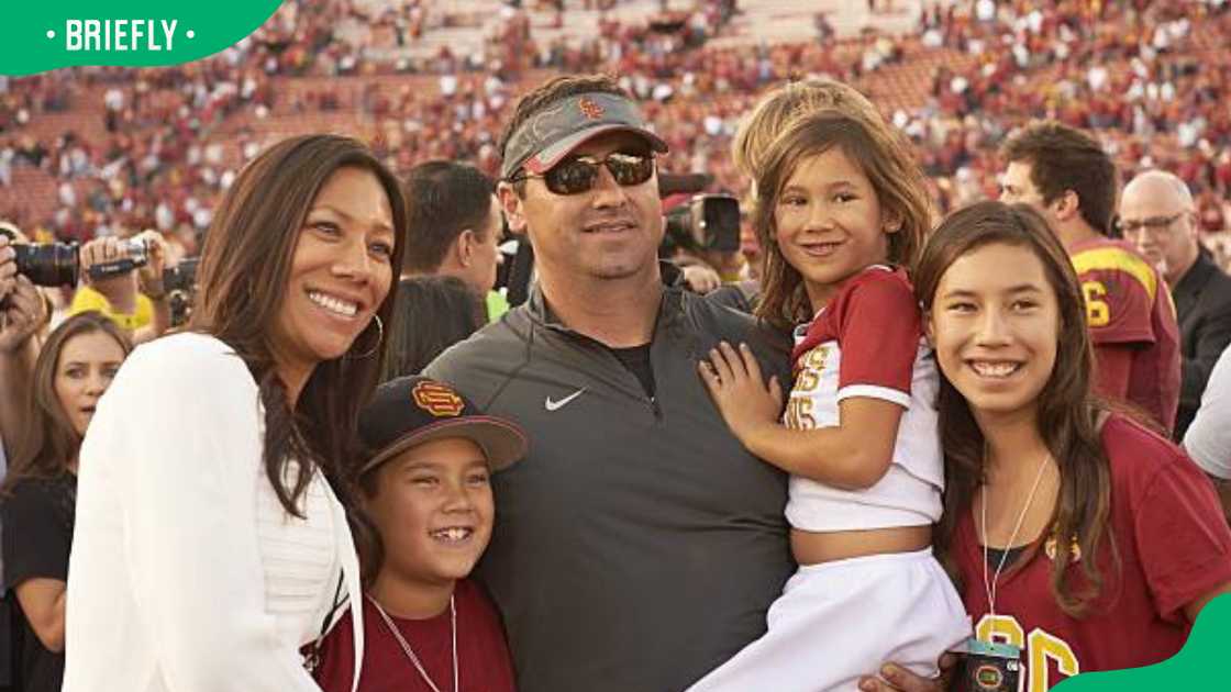Steve Sarkisian, wife and their three children Steve Sarkisian, wife and their three children