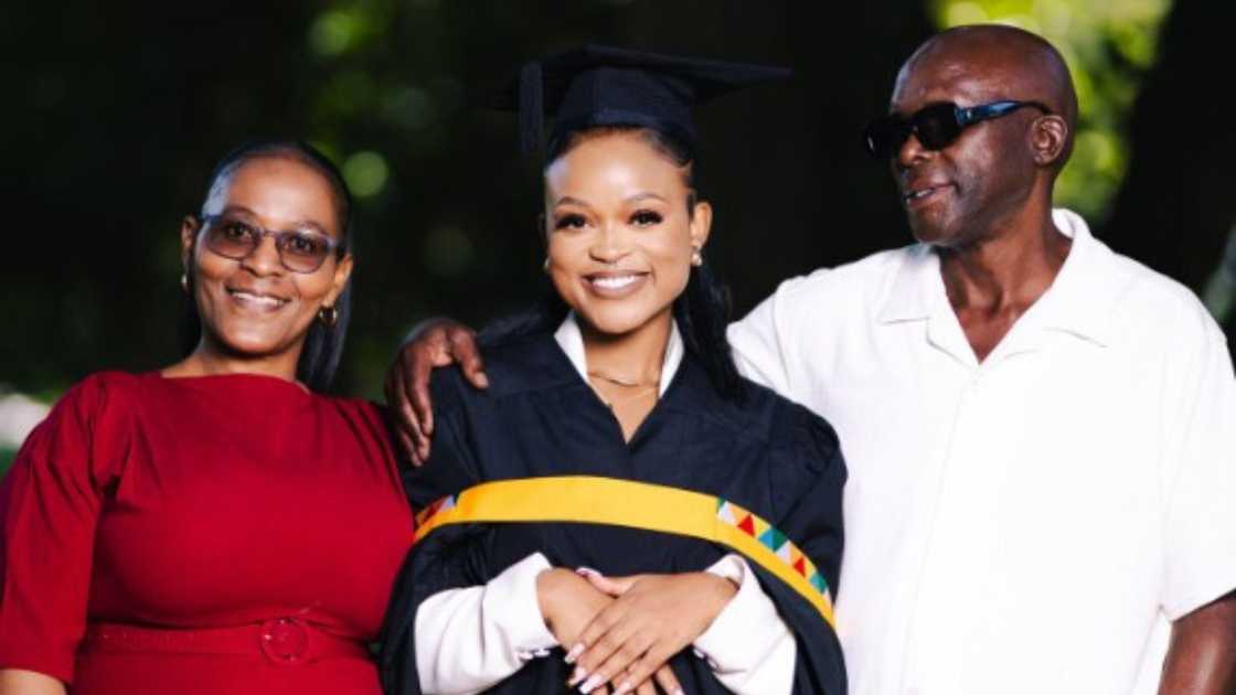 Graduate's parents supported her on the big day