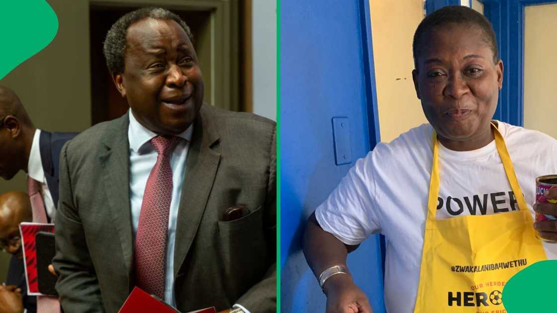 Mama Joy was accused of trying to bag sponsorships using Tito Mboweni's name. Mama Joy was accused of trying to bag sponsorships using Tito Mboweni's name.
