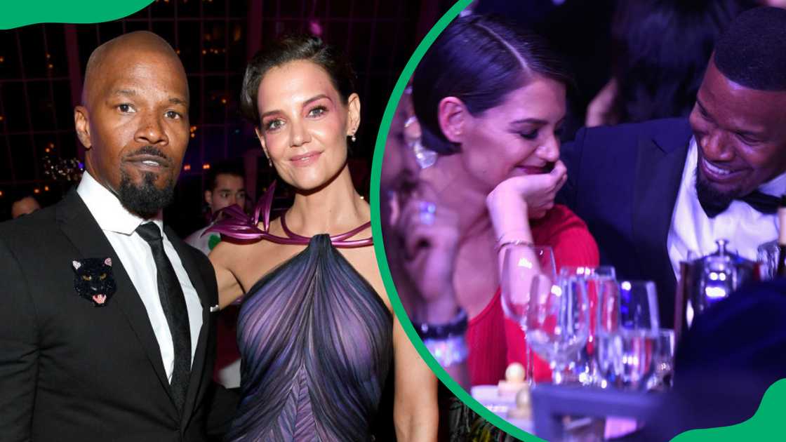 Katie Holmes and Jamie Foxx at the 2019 Met Gala (L). The two attend the Clive Davis and Recording Academy Pre-GRAMMY Gala (R)