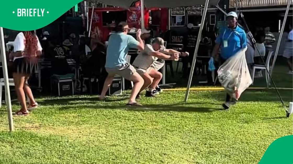 The playful vibe of three Afrikaner gents at an outdoor event that had everyone laughing.