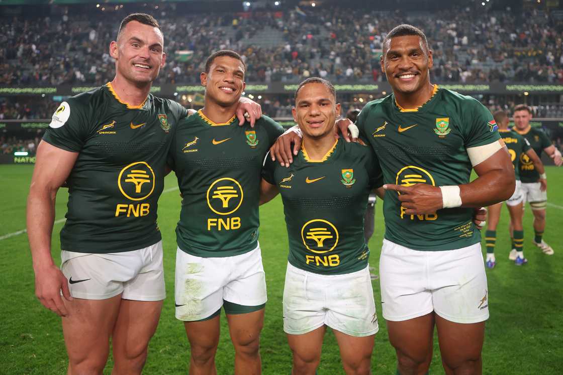Jesse Kriel, Kurt-Lee Arendse, Herschel Jantjies, and Damian Willemse. Jesse Kriel, Kurt-Lee Arendse, Herschel Jantjies, and Damian Willemse.
