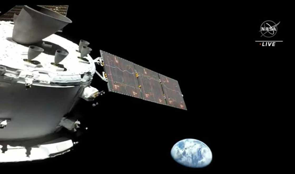 NASA's Orion spacecraft en route for the Moon, with the Earth in the background, in a photo released by NASA in November 2022 NASA's Orion spacecraft en route for the Moon, with the Earth in the background, in a photo released by NASA in November 2022