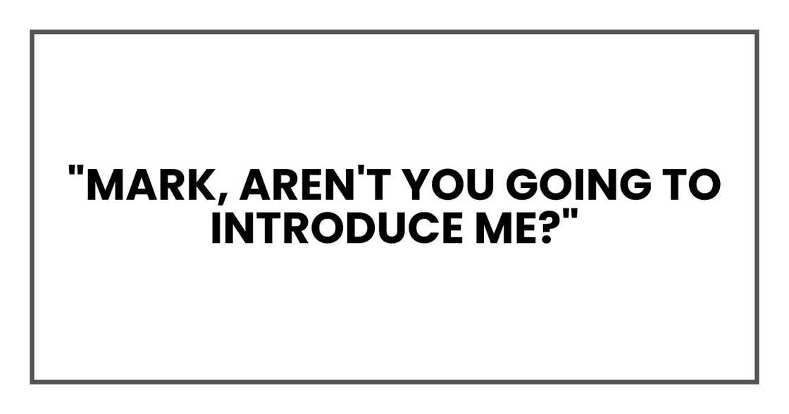 "Mark," I said brightly, gesturing toward the table. "Aren't you going to introduce me?"