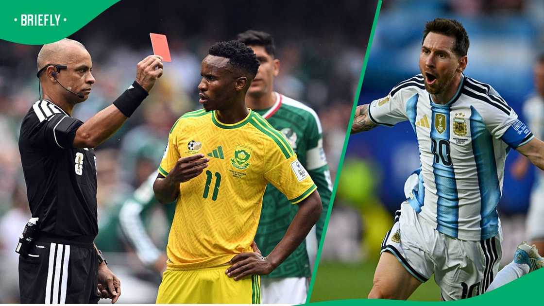 Themba Zwane and Lionel Messi