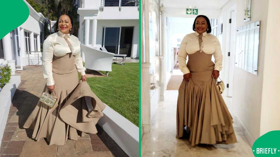 Nomvula Mokonyane's outfit for SONA. Nomvula Mokonyane's outfit for SONA.