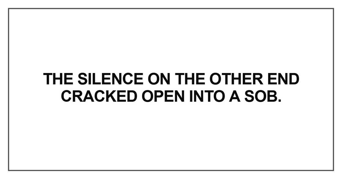 The silence on the other end cracked The silence on the other end cracked
