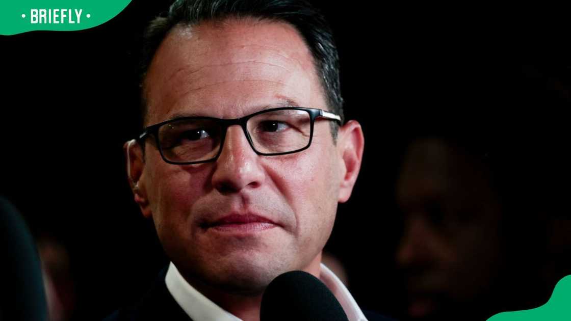 Political icon Josh Shapiro at a 2024 interview at the Pennsylvania Convention Center in Philadelphia, USA