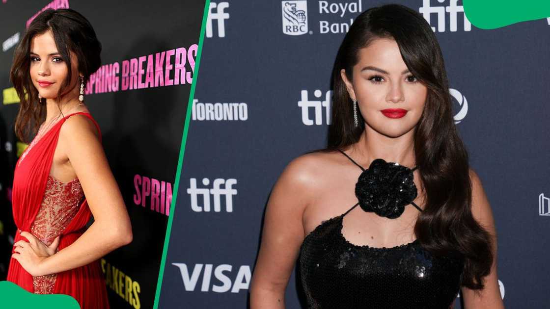 Selena Gomez at the ArcLight Cinemas in 2013 (L). The songwriter during the 2024 Toronto International Film Festival (R) Selena Gomez at the ArcLight Cinemas in 2013 (L). The songwriter during the 2024 Toronto International Film Festival (R)