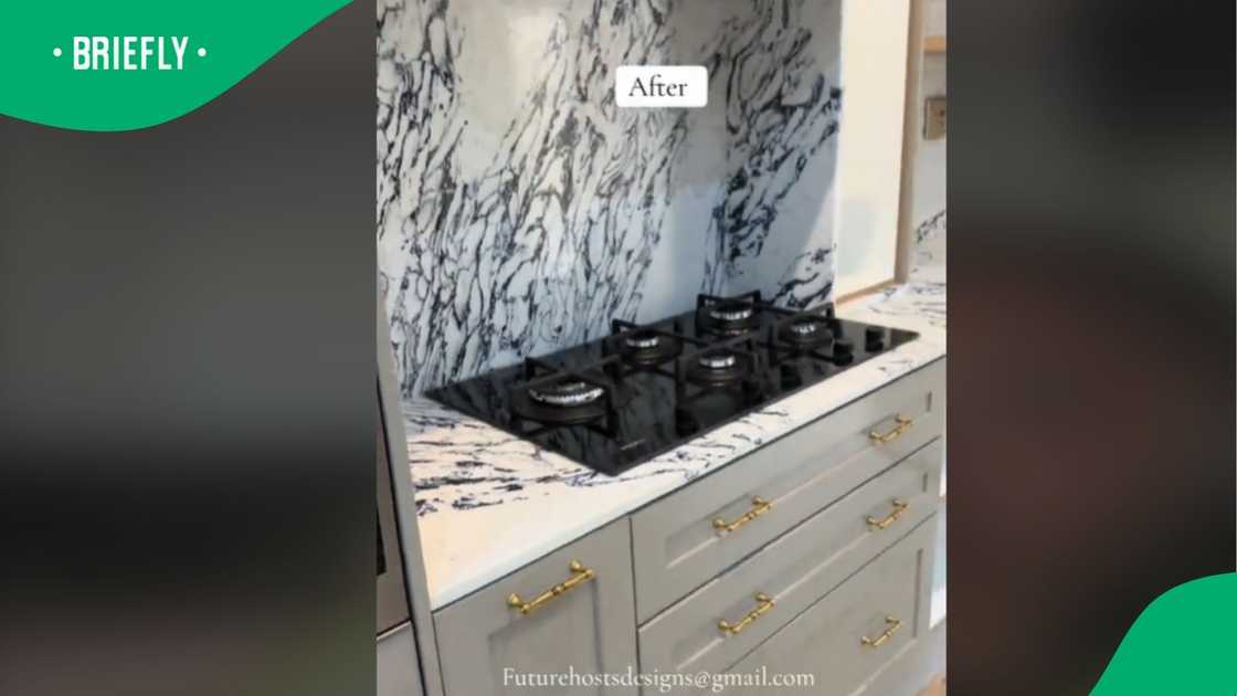 Female interior decorator goes viral after kitchen transformation video surfaces. Female interior decorator goes viral after kitchen transformation video surfaces.