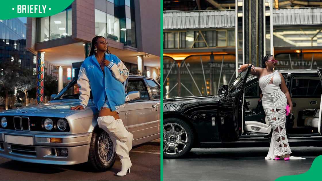 MaMkhize posed with her luxury vehicles MaMkhize posed with her luxury vehicles