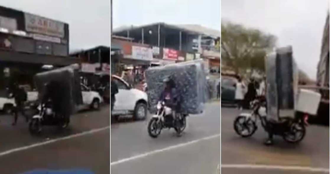 Mzansi, Wowed, Video, Man, Motorcycle, Delivering Beds and Pizza Mzansi, Wowed, Video, Man, Motorcycle, Delivering Beds and Pizza