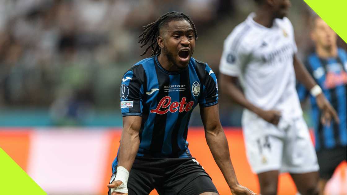 Ademola Lookman reacts during the Super Cup final against Real Madrid.