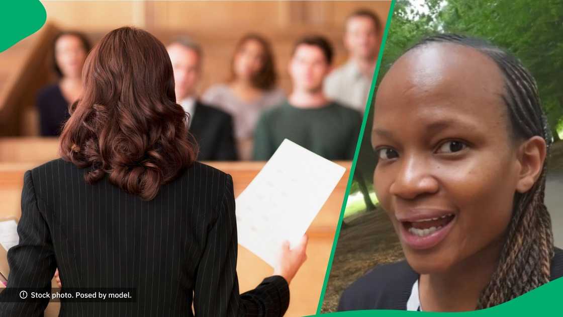A woman showed a lawyer's bonus for the year. A woman showed a lawyer's bonus for the year.
