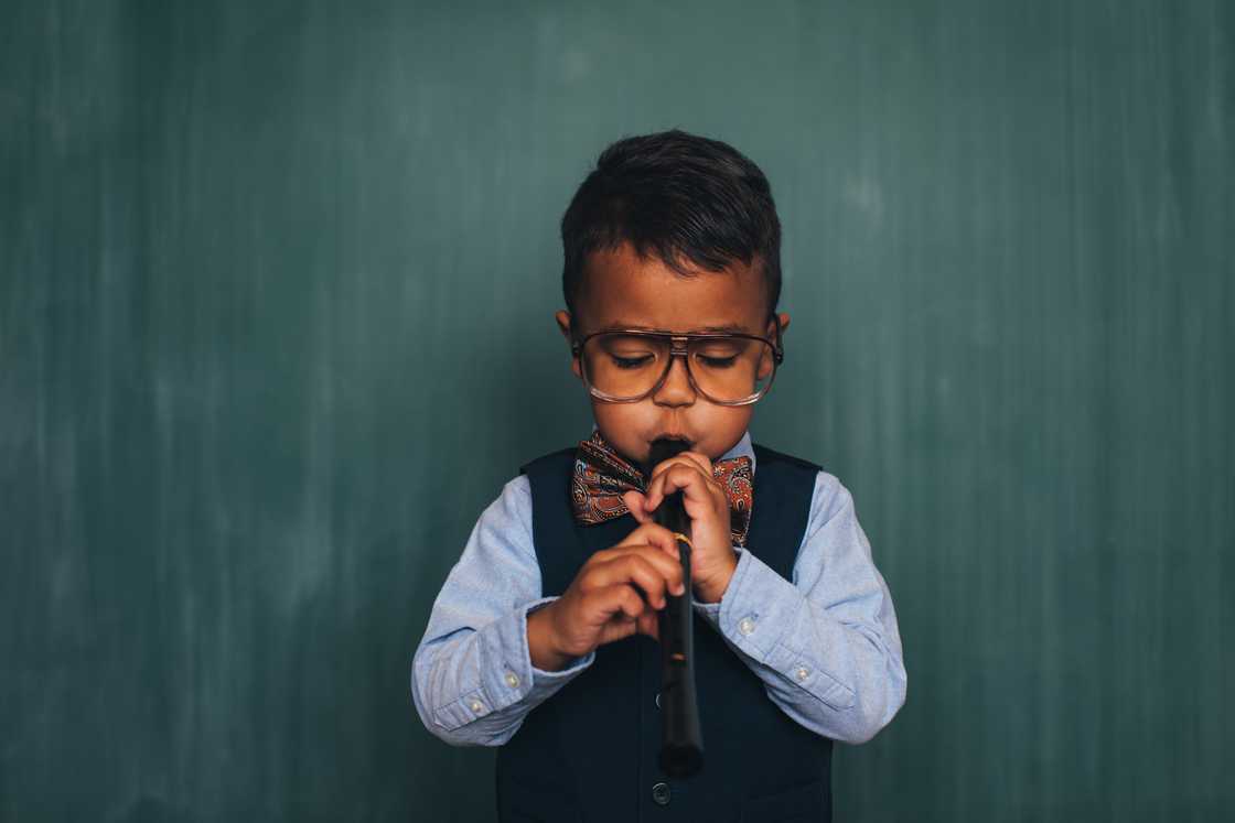 A boy playing flute
