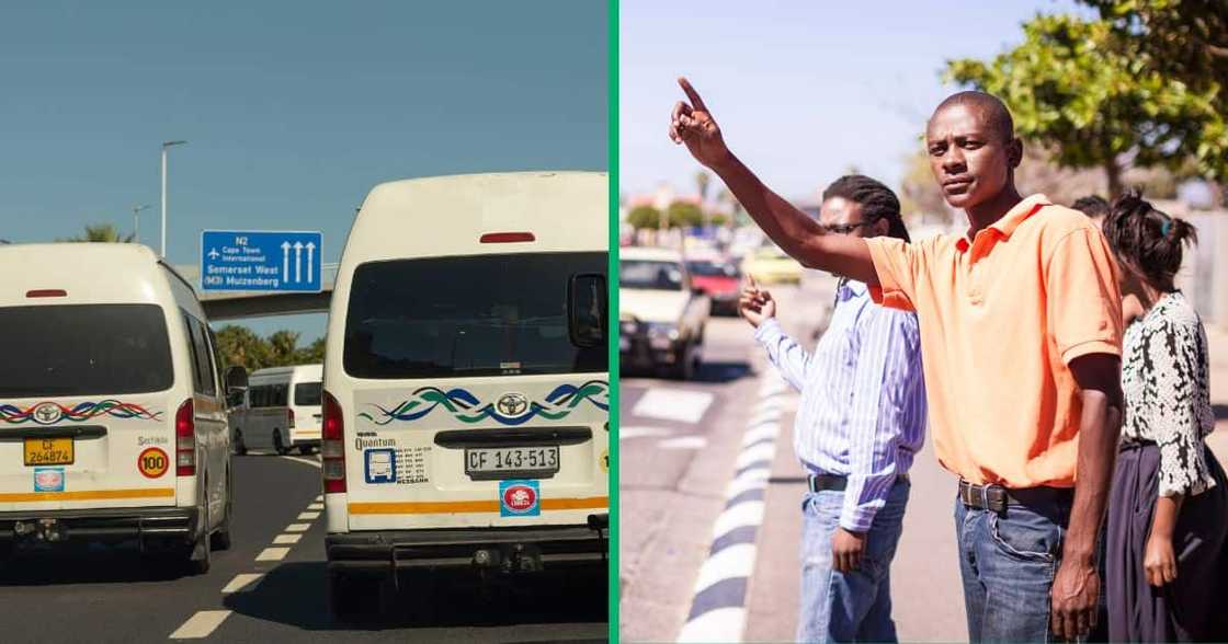 Collage image of taxis and people hailing a taxi