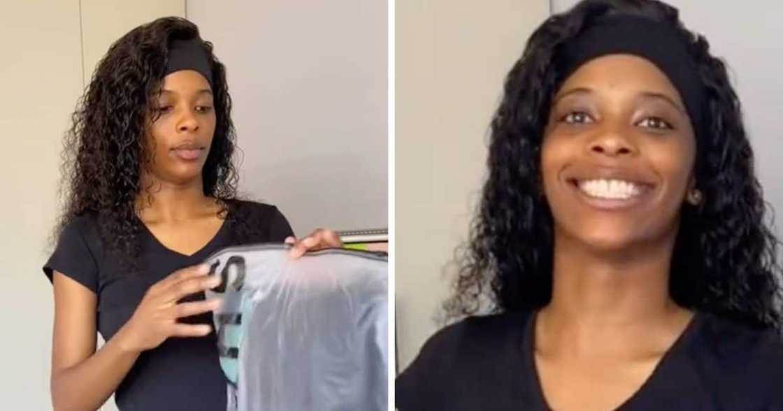 A young woman flexes what she bought on Shein A young woman flexes what she bought on Shein