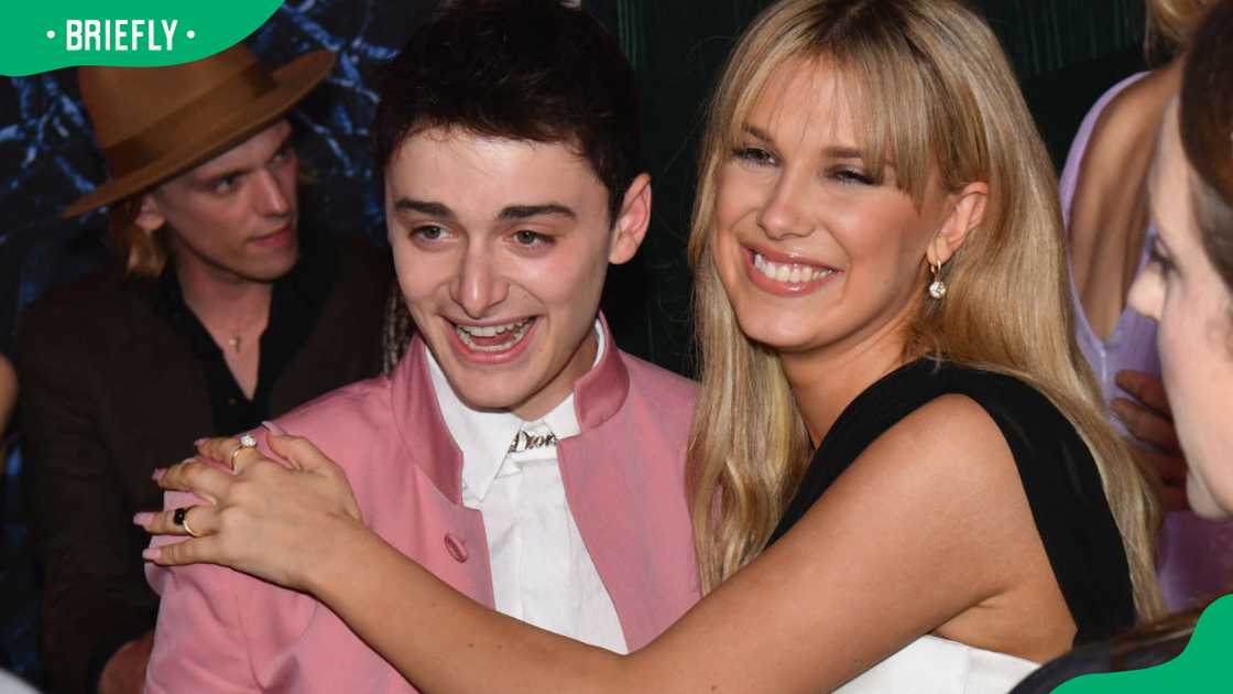 Noah Schnapp and Millie Bobby Brown during the 2022 premiere of Stranger Things at Netflix Brooklyn in New York City