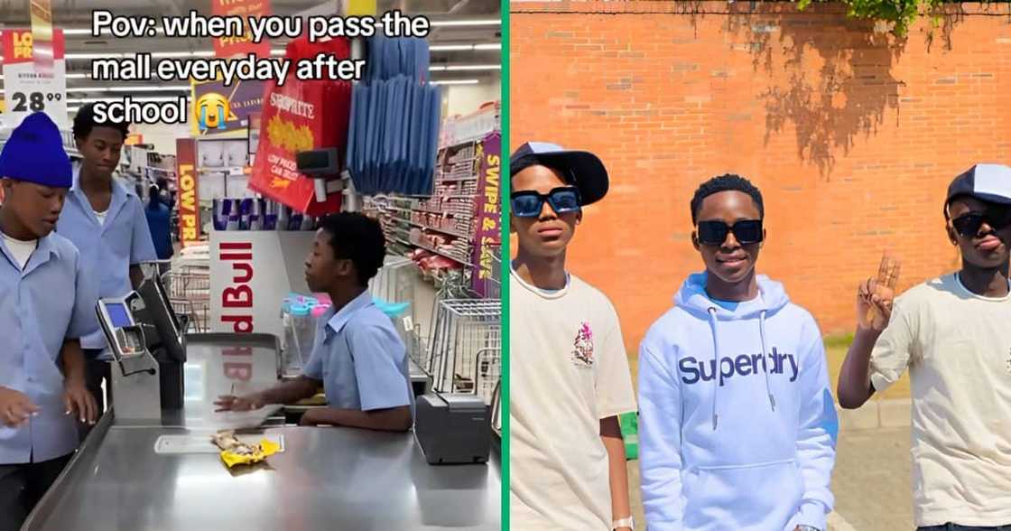 A TikTok video of three schoolboys in Pretoria who pretended to be cashiers and customers in a retail shop is going viral. A TikTok video of three schoolboys in Pretoria who pretended to be cashiers and customers in a retail shop is going viral.