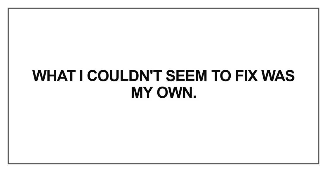 What I couldn't seem to fix was my own
