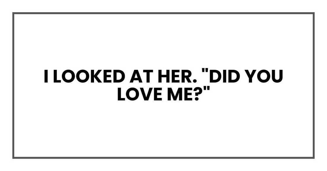 I looked at her. "Did you love me?"