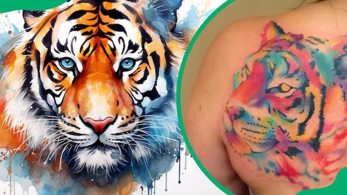 Watercolour tiger tattoo design Watercolour tiger tattoo design
