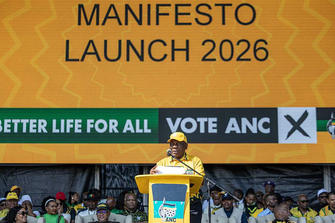 Cyril Ramaphosa addresses supporters during the African National Congress's (ANC) 2026 local government election manifesto launch in Diepsloot near Johannesburg on August 23, 2026, ahead of the country's upcoming municipal elections Cyril Ramaphosa addresses supporters during the African National Congress's (ANC) 2026 local government election manifesto launch in Diepsloot near Johannesburg on August 23, 2026, ahead of the country's upcoming municipal elections