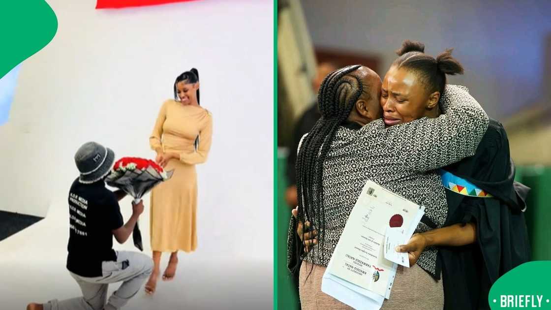 The image on the right showed Nokuthula hugging her mother after graduating