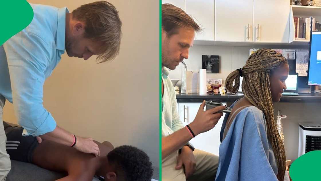 Rachel Kolisi's kids Nicholas Kolisi and Liphelo at chiropractor ahead of Australia trip