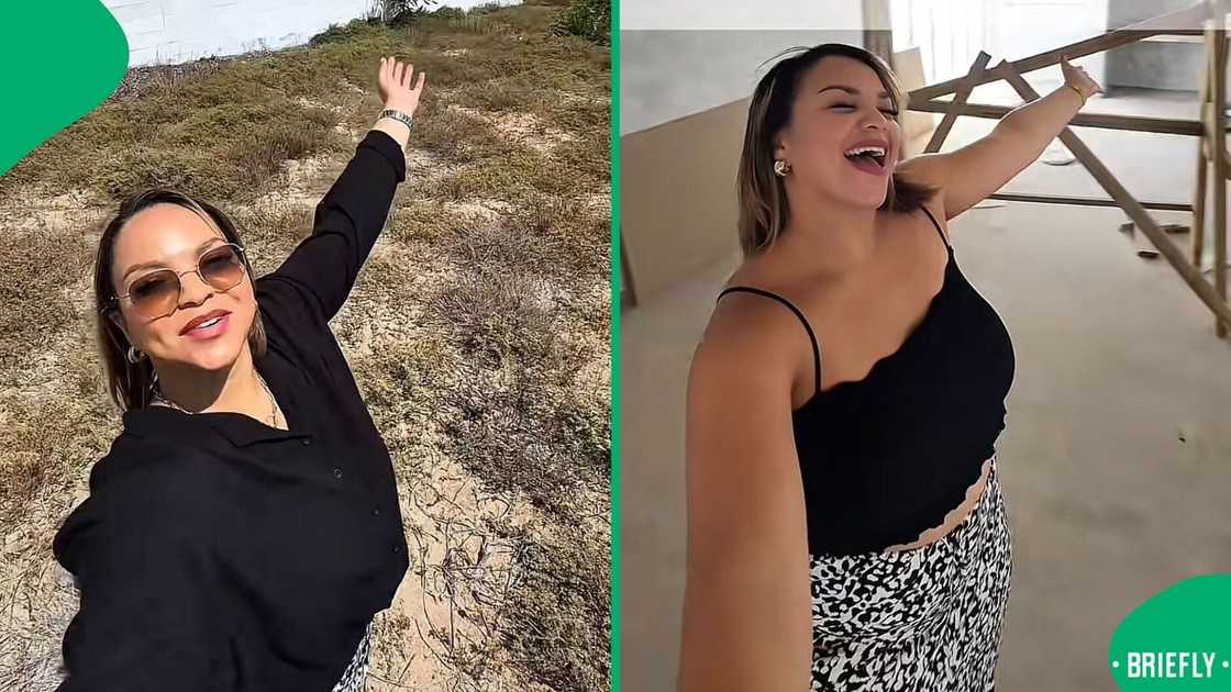 A woman showcased how she built her dream home on an empty plot in a TikTok video. A woman showcased how she built her dream home on an empty plot in a TikTok video.