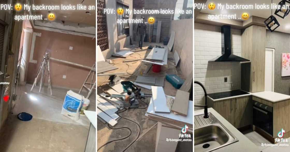 A man renovated his backroom to look like modern apartment A man renovated his backroom to look like modern apartment